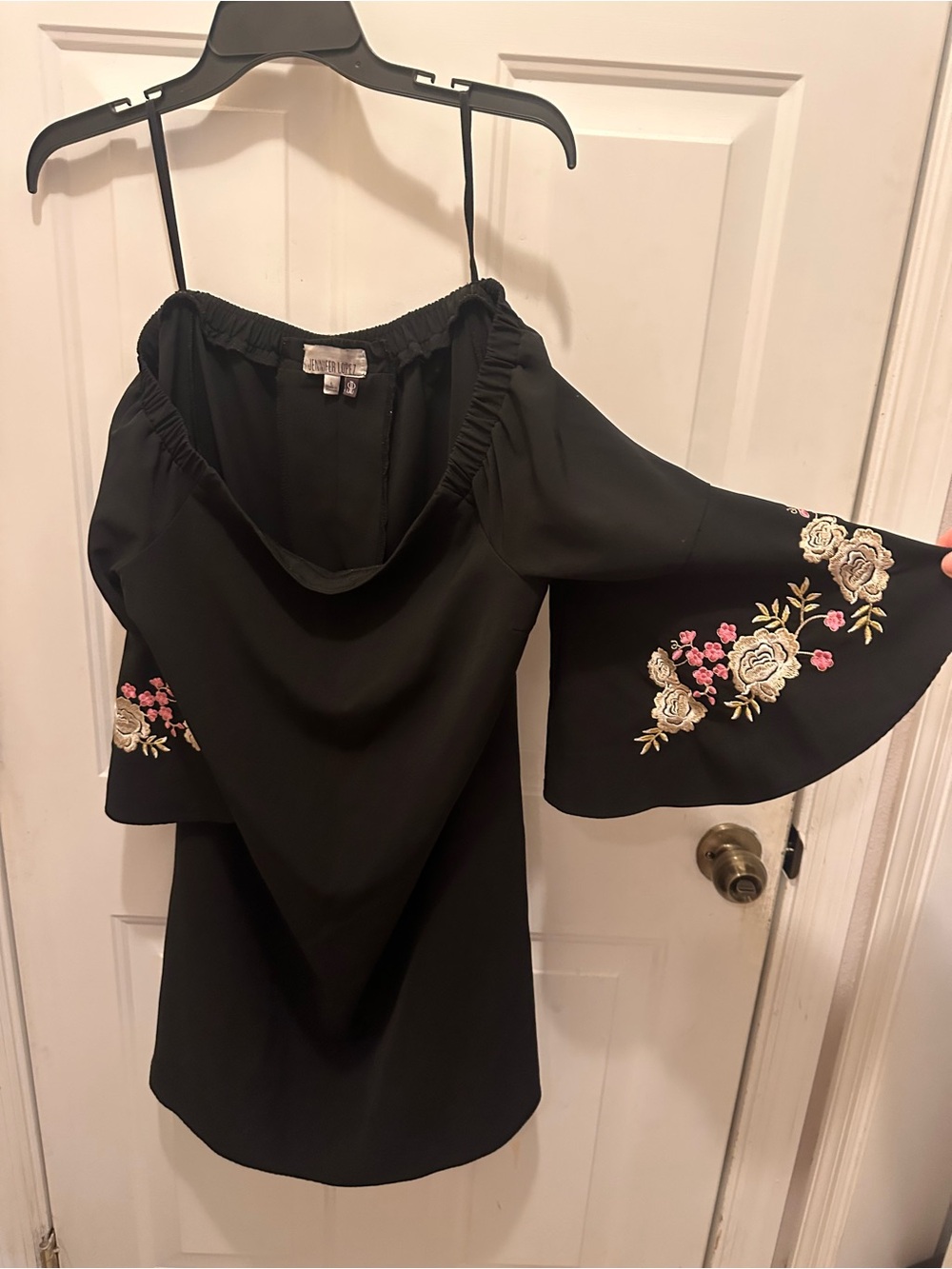 Jennifer Lopez Black Off Shoulder Dress